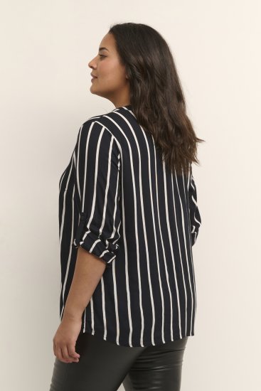 Kaffe Curve Sida Bluse Sort / Chalk Stribet - Bluser & tunikaer - 