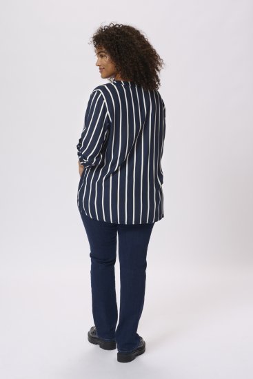 Kaffe Curve Sida Bluse Marineblå / Chalk Stribet - Bluser & tunikaer - 