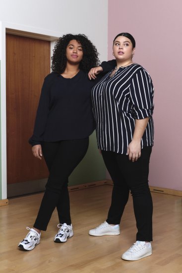 Kaffe Curve Sida Bluse Marineblå / Chalk Stribet - Bluser & tunikaer - 