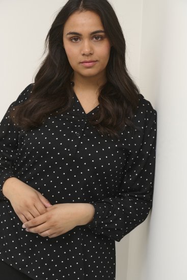 Kaffe Curve Joy Bluse Sort / Hvid Prikket - Bluser & tunikaer - 