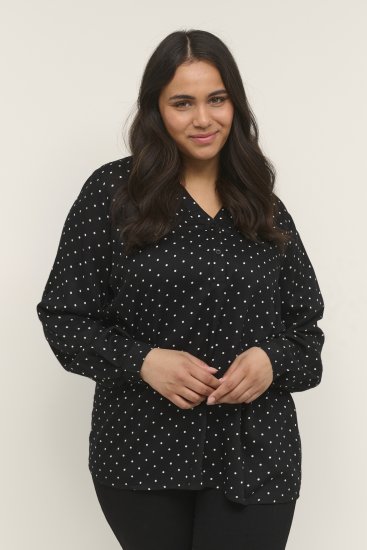 Kaffe Curve Joy Bluse Sort / Hvid Prikket - Bluser & tunikaer - 