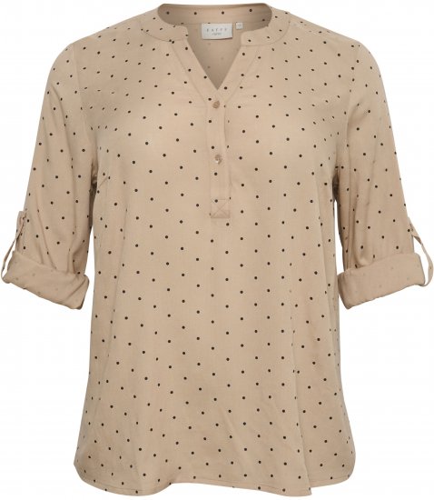 Kaffe Curve Joy Bluse Beige / Sort Prikket - Bluser & tunikaer - Bluser og tunikaer til alle størrelser