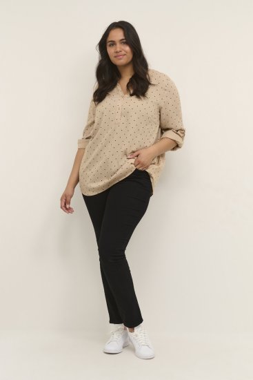 Kaffe Curve Joy Bluse Beige / Sort Prikket - Bluser & tunikaer - Bluser og tunikaer til alle størrelser