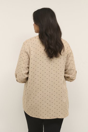 Kaffe Curve Joy Bluse Beige / Sort Prikket - Bluser & tunikaer - Bluser og tunikaer til alle størrelser
