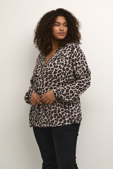 Kaffe Curve Mirta Tilly Bluse Leopardmønster - Bluser & tunikaer - 