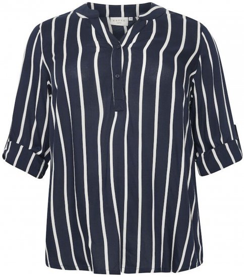 Kaffe Curve Sida Bluse Marineblå / Chalk Stribet - Bluser & tunikaer - 