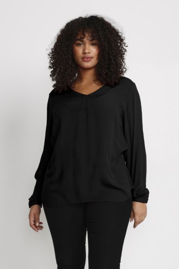 Kaffe Curve Ami Langærmet Bluse Sort - T-shirts - 