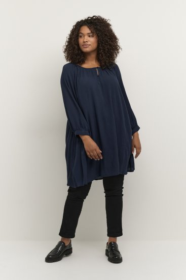 Kaffe Curve Ami 3/4-Ærmet Tunika Mørk Marineblå - T-shirts - 