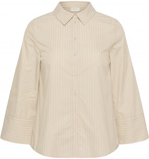 Kaffe Curve Josa Shirt Feather Grey Stripe - Skjortebluser - 