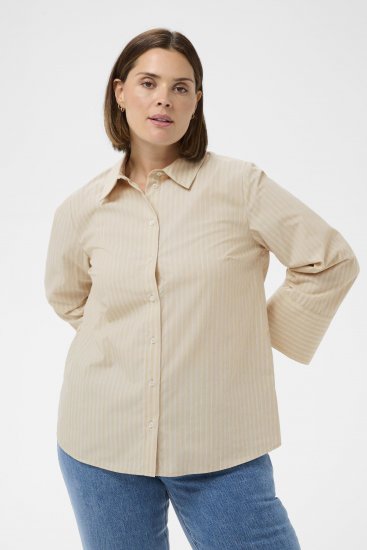 Kaffe Curve Josa Shirt Feather Grey Stripe - Skjortebluser - 