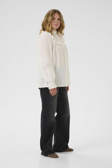 Kaffe Curve Jessa Shirt Long Sleeve White - Skjortebluser - 