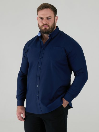 D555 Richard Langærmet Oxfordskjorte TALL Marineblå - TALL skjorter - 