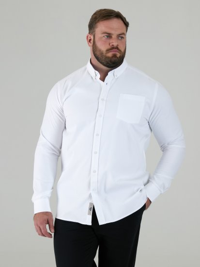 D555 Richard Langærmet Oxfordskjorte TALL Hvid - TALL skjorter - 