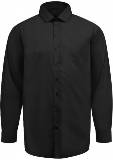 D555 Oliver Pletafvisende Strygefri Stretchskjorte med Lange Ærmer Sort - Skjorter - Skjorter til store mænd 2XL- 8XL