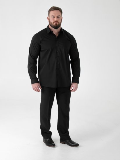 D555 Oliver Pletafvisende Strygefri Stretchskjorte med Lange Ærmer Sort - Skjorter - Skjorter til store mænd 2XL- 8XL