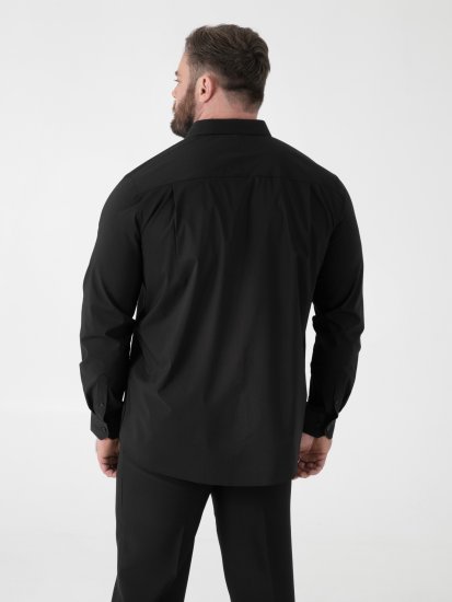 D555 Oliver Pletafvisende Strygefri Stretchskjorte med Lange Ærmer Sort - Skjorter - Skjorter til store mænd 2XL- 8XL
