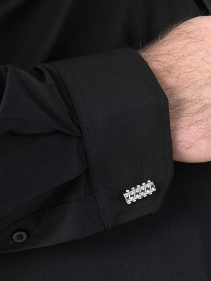 D555 Oliver Pletafvisende Strygefri Stretchskjorte med Lange Ærmer Sort - Skjorter - Skjorter til store mænd 2XL- 8XL