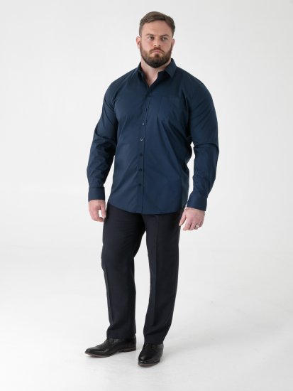D555 Oliver Pletafvisende Strygefri Stretchskjorte med Lange Ærmer Marineblå - Skjorter - Skjorter til store mænd 2XL- 8XL