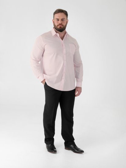 D555 Oliver Pletafvisende Strygefri Stretchskjorte med Lange Ærmer Pink - Skjorter - Skjorter til store mænd 2XL- 8XL