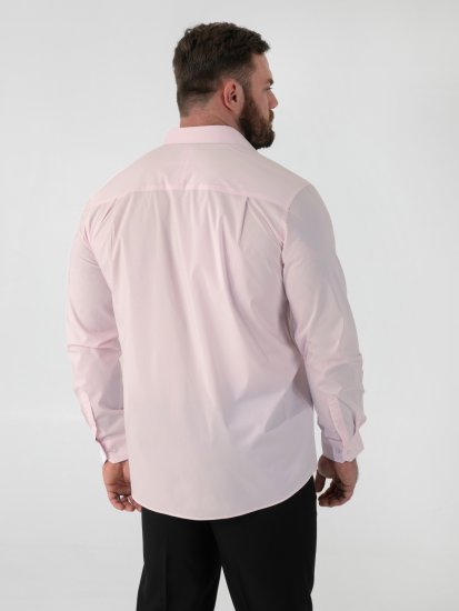 D555 Oliver Pletafvisende Strygefri Stretchskjorte med Lange Ærmer Pink - Skjorter - Skjorter til store mænd 2XL- 8XL