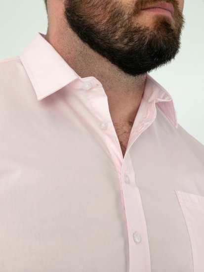 D555 Oliver Pletafvisende Strygefri Stretchskjorte med Lange Ærmer Pink - Skjorter - Skjorter til store mænd 2XL- 8XL