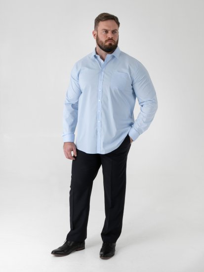 D555 Oliver Pletafvisende Strygefri Stretchskjorte med Lange Ærmer Lyseblå - Skjorter - Skjorter til store mænd 2XL- 8XL