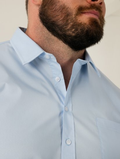 D555 Oliver Pletafvisende Strygefri Stretchskjorte med Lange Ærmer Lyseblå - Skjorter - Skjorter til store mænd 2XL- 8XL