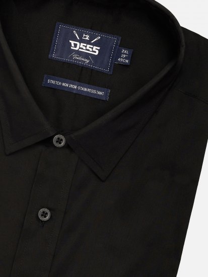 D555 Oliver Pletafvisende Strygefri Stretchskjorte med Lange Ærmer Sort - Skjorter - Skjorter til store mænd 2XL- 8XL