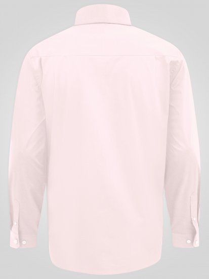 D555 Oliver Pletafvisende Strygefri Stretchskjorte med Lange Ærmer Pink - Skjorter - Skjorter til store mænd 2XL- 8XL