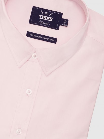 D555 Oliver Pletafvisende Strygefri Stretchskjorte med Lange Ærmer Pink - Skjorter - Skjorter til store mænd 2XL- 8XL