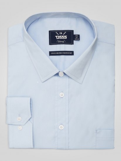 D555 Oliver Pletafvisende Strygefri Stretchskjorte med Lange Ærmer Lyseblå - Skjorter - Skjorter til store mænd 2XL- 8XL