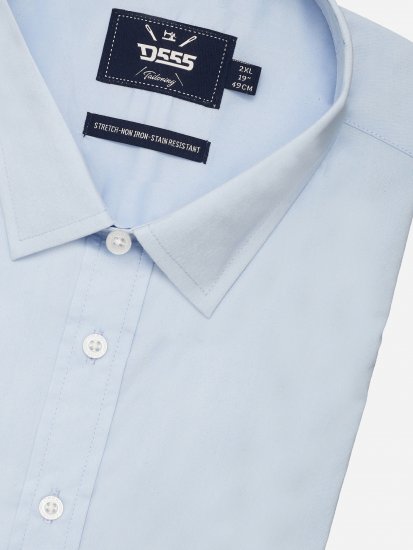 D555 Oliver Pletafvisende Strygefri Stretchskjorte med Lange Ærmer Lyseblå - Skjorter - Skjorter til store mænd 2XL- 8XL