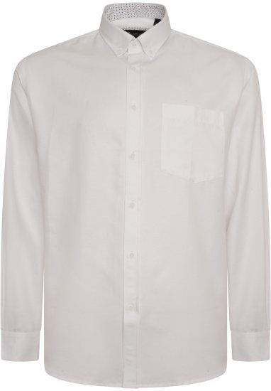 Kam Jeans P020 Premium Long sleeve Oxford Shirt White - Skjorter - Skjorter til store mænd 2XL- 8XL