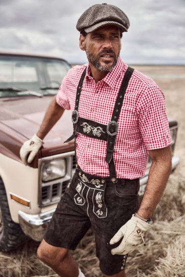 JP1880 Shirt Traditional Checked Short Sleeve Red - Skjorter - Skjorter til store mænd 2XL- 8XL