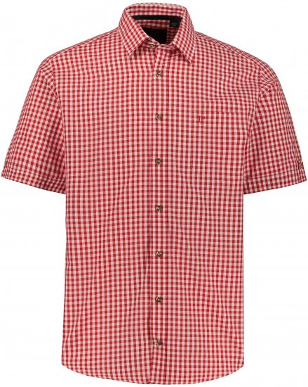 JP1880 Shirt Traditional Checked Short Sleeve Red - Skjorter - Skjorter til store mænd 2XL- 8XL