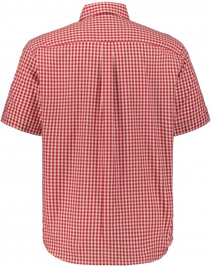 JP1880 Shirt Traditional Checked Short Sleeve Red - Skjorter - Skjorter til store mænd 2XL- 8XL