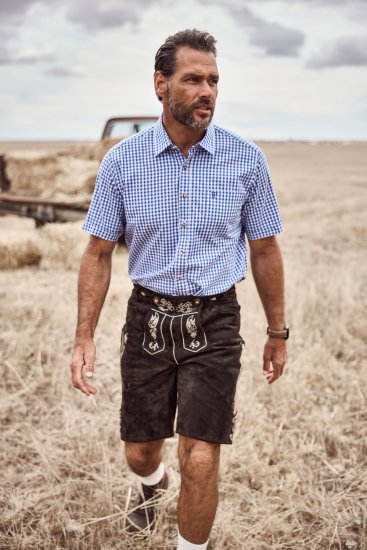 JP1880 Short Sleeve Check Print Traditional Shirt Blue - Skjorter - Skjorter til store mænd 2XL- 8XL