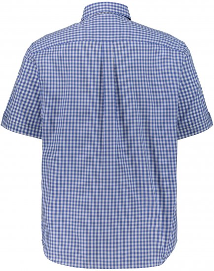 JP1880 Short Sleeve Check Print Traditional Shirt Blue - Skjorter - Skjorter til store mænd 2XL- 8XL