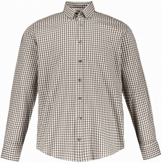 JP1880 Long Sleeve Check Print Traditional Shirt Brown - Skjorter - Skjorter til store mænd 2XL- 8XL