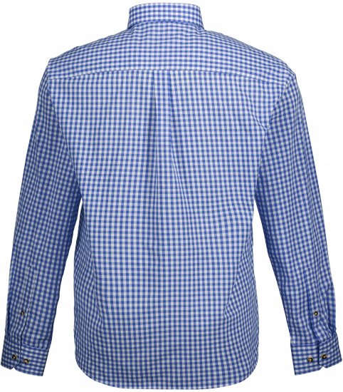 JP1880 Shirt Traditional Checked Long Sleeve Blue - Skjorter - Skjorter til store mænd 2XL- 8XL