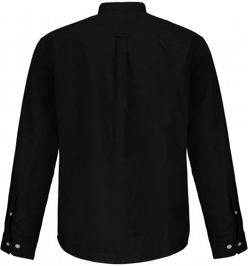 JP1880 Shirt Linen Blend Long Sleeve Black TALL - HERRETØJ MT-6XLT - Tøj til høje mænd