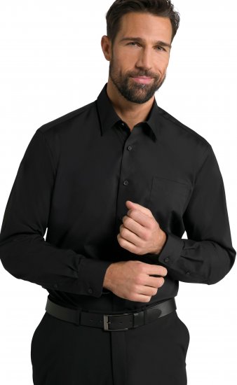 JP1880 Shirt Business Kent Collar Long Sleeve Black TALL - HERRETØJ MT-6XLT - Tøj til høje mænd