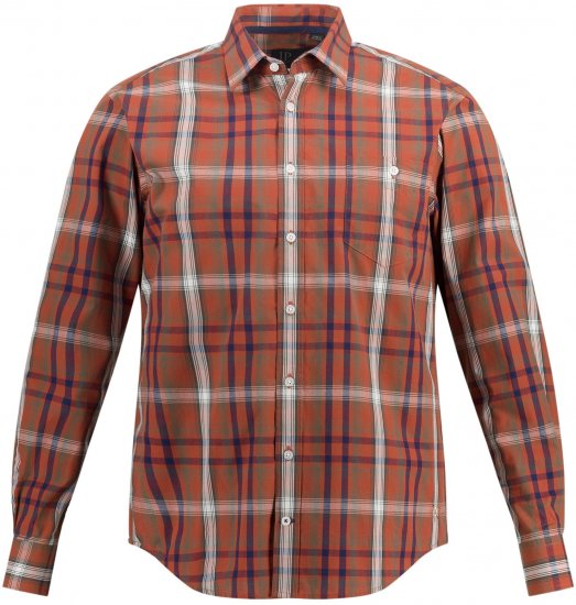 JP1880 Shirt Long Sleeve Checked Dark Orange TALL - HERRETØJ MT-6XLT - Tøj til høje mænd