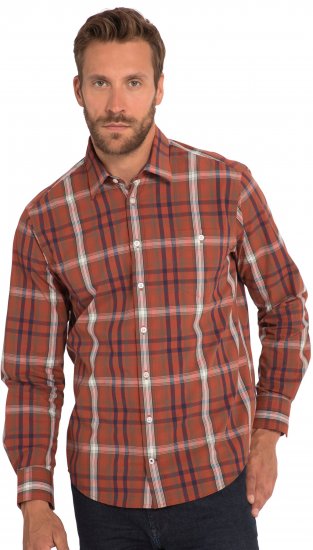 JP1880 Shirt Long Sleeve Checked Dark Orange TALL - HERRETØJ MT-6XLT - Tøj til høje mænd