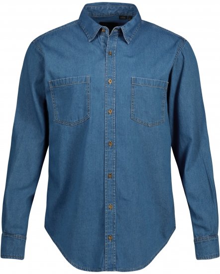 JP1880 Shirt Denim Long Sleeve Blue TALL - HERRETØJ MT-6XLT - Tøj til høje mænd
