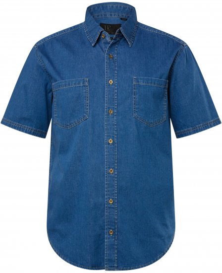 JP1880 Shirt Denim Short Sleeve Blue TALL - HERRETØJ MT-6XLT - Tøj til høje mænd