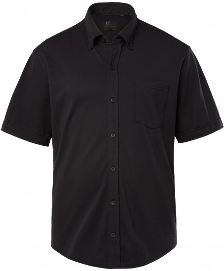 JP1880 Shirt Pique Flexnamic Short Sleeve Black TALL - HERRETØJ MT-6XLT - Tøj til høje mænd