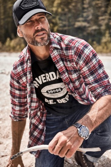 JP1880 Shirt Flannel Checked Long Sleeve Red TALL - HERRETØJ MT-6XLT - Tøj til høje mænd