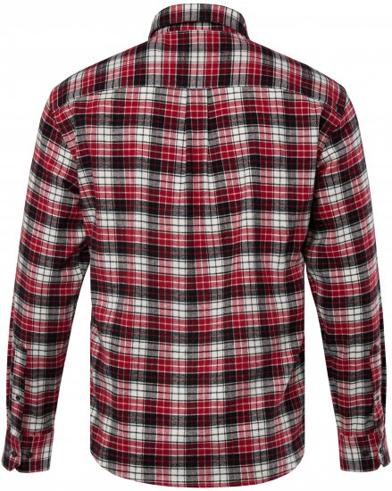 JP1880 Shirt Flannel Checked Long Sleeve Red TALL - HERRETØJ MT-6XLT - Tøj til høje mænd