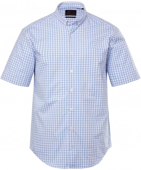 JP1880 Shirt Traditional Short Sleeve Checked Light Blue - Skjorter - Skjorter til store mænd 2XL- 8XL